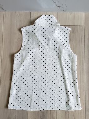 J. Crew White Sleeveless Polka Dot Mock Neck Top